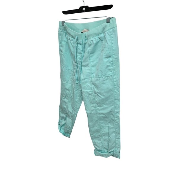 Talbots Petite Womens Turquoise Cropped Pants Size 6P Adjustable Hem Coastal - Picture 3 of 11